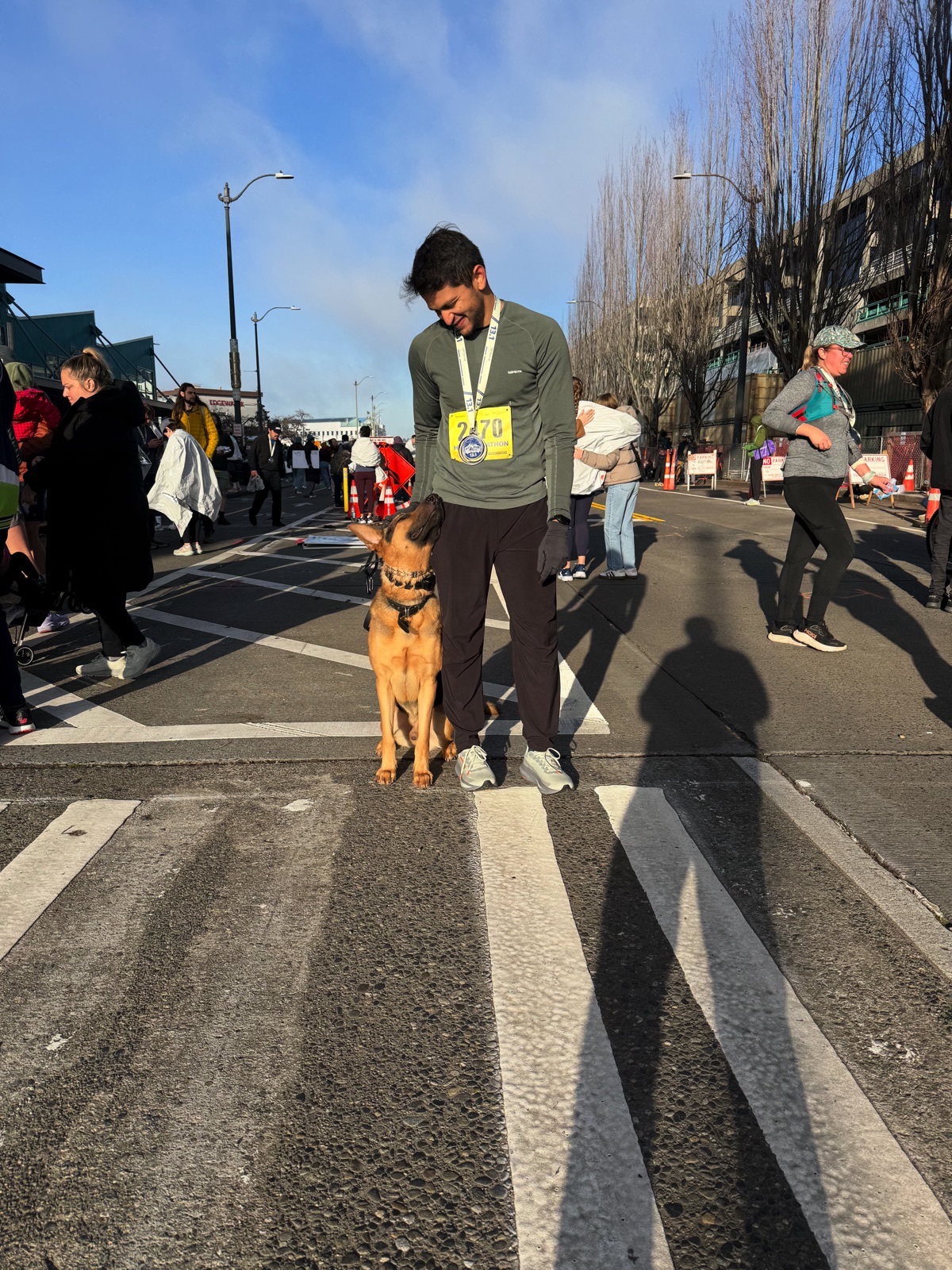 Utsav running with a dog