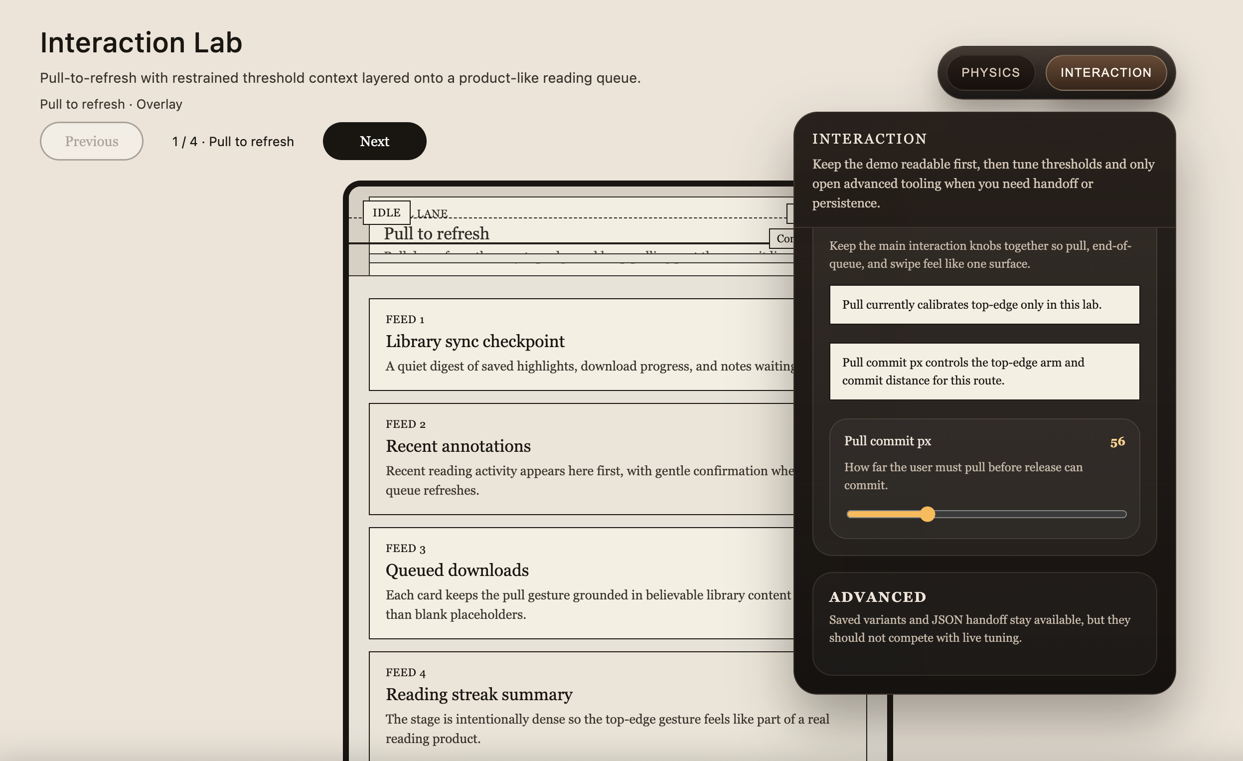 Tweaking interactions powered by eink.js