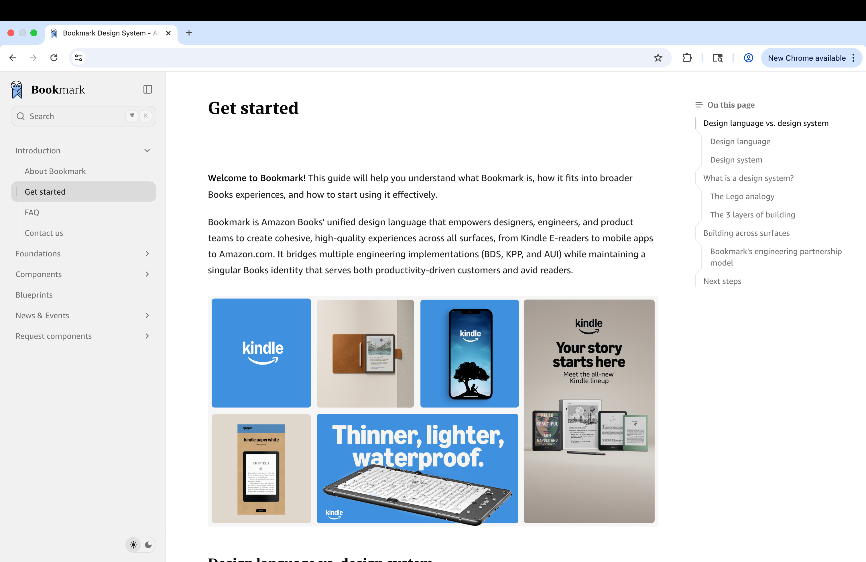 The published internal design system entry for the unified Kindle icon library.